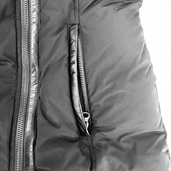 Mackage black down coat, leather trim, S (Troya) - Picture 4 of 6